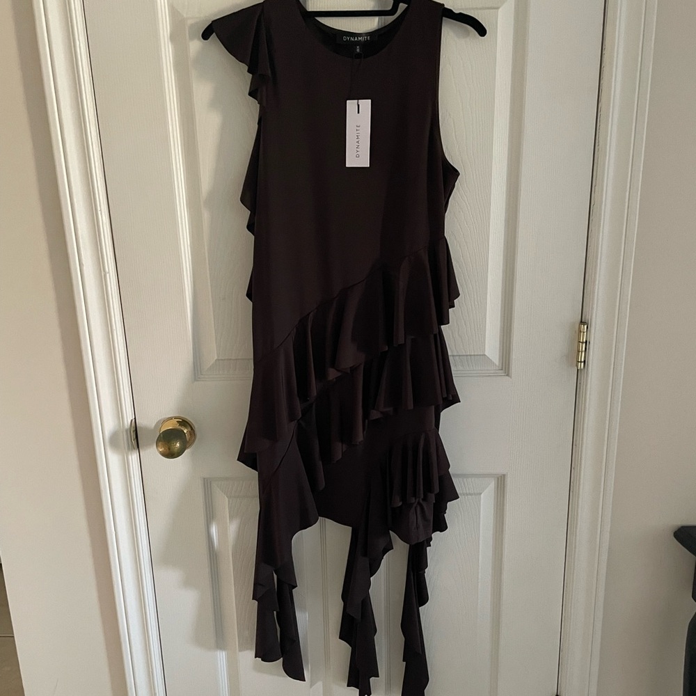 Asymmetrical Brown Dress - Picture 4 of 4